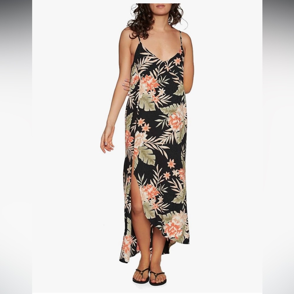 Billabong Black and Orange Floral Dress Medium pre loved - Picture 9 of 12